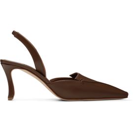 Manolo Blahnik Manolo Blahnik Brown Cleosli Calf Leather Slingback Heels