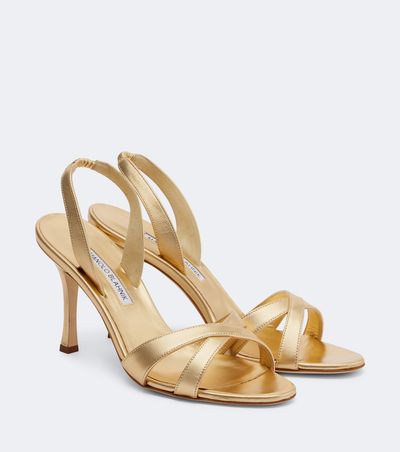 Manolo Blahnik Manolo Blahnik Callasi metallic leather slingback sandals