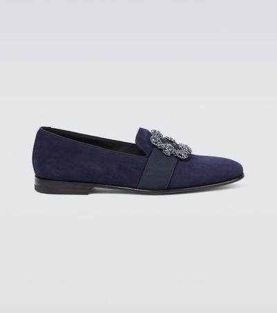 Manolo Blahnik Manolo Blahnik Carlton embellished suede loafers