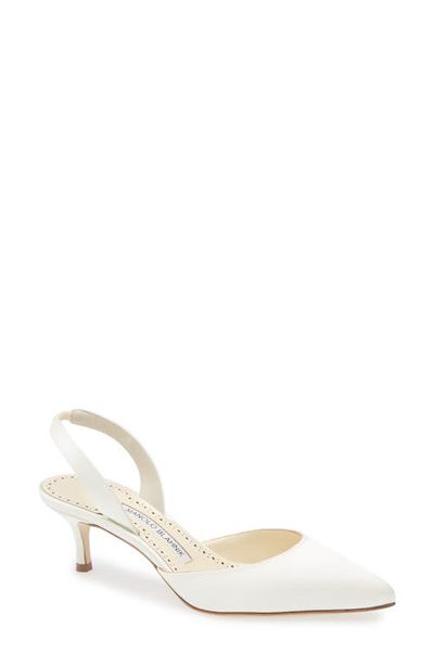 Manolo Blahnik Manolo Blahnik Carolyne Bridal Pointed Toe Slingback Mule