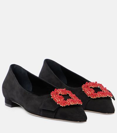Manolo Blahnik Manolo Blahnik Gifla embellished suede ballet flats