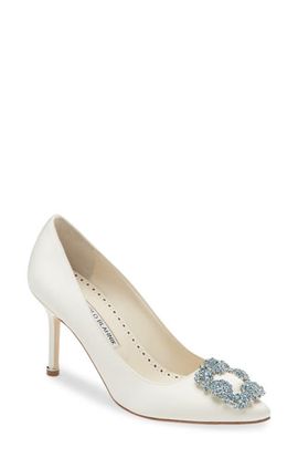 Manolo Blahnik Manolo Blahnik Hangisi Bridal Crystal Buckle Pump
