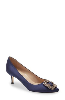 Manolo Blahnik Manolo Blahnik Hangisi Jeweled Kitten Heel Pump