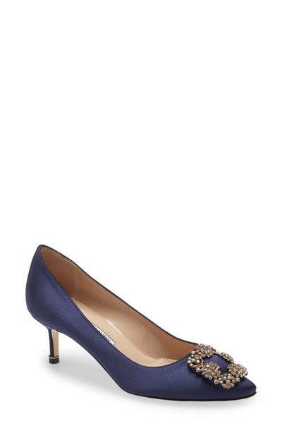 Manolo Blahnik Manolo Blahnik Hangisi Jeweled Kitten Heel Pump