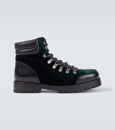 Manolo Blahnik Manolo Blahnik Janka leather-trimmed velvet combat boots