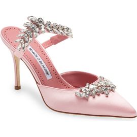 Manolo Blahnik Manolo Blahnik Lurum Crystal Leaf Pointed Toe Mule