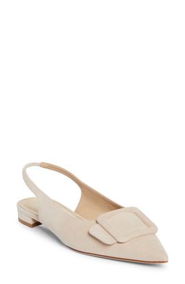 Manolo Blahnik Manolo Blahnik Maylura Buckle Pointed Toe Slingback Flat