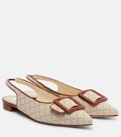 Manolo Blahnik Manolo Blahnik Maylura raffia-effect slingback flats