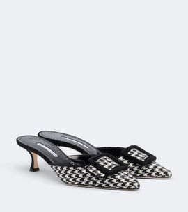 Manolo Blahnik Manolo Blahnik Maysalebi houndstooth suede-trimmed mules