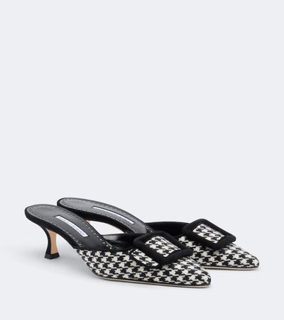 Manolo Blahnik Manolo Blahnik Maysalebi houndstooth suede-trimmed mules