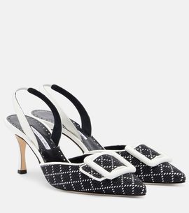 Manolo Blahnik Manolo Blahnik Maysli raffia-effect slingback pumps