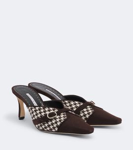 Manolo Blahnik Manolo Blahnik Mircamu houndstooth and suede mules