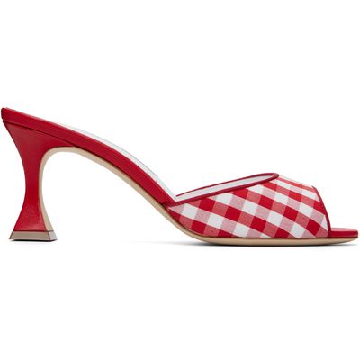 Manolo Blahnik Manolo Blahnik Red & White Jadara Heeled Sandals