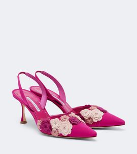 Manolo Blahnik Manolo Blahnik Svemuta floral-appliquÃ© slingback pumps