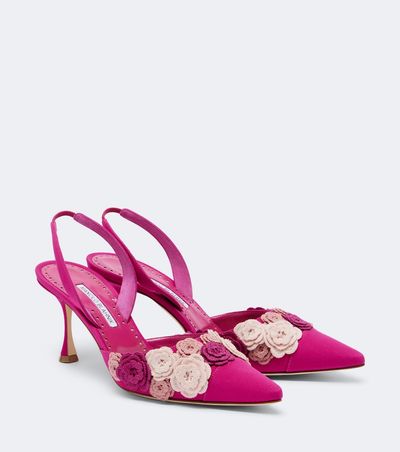 Manolo Blahnik Manolo Blahnik Svemuta floral-appliquÃ© slingback pumps
