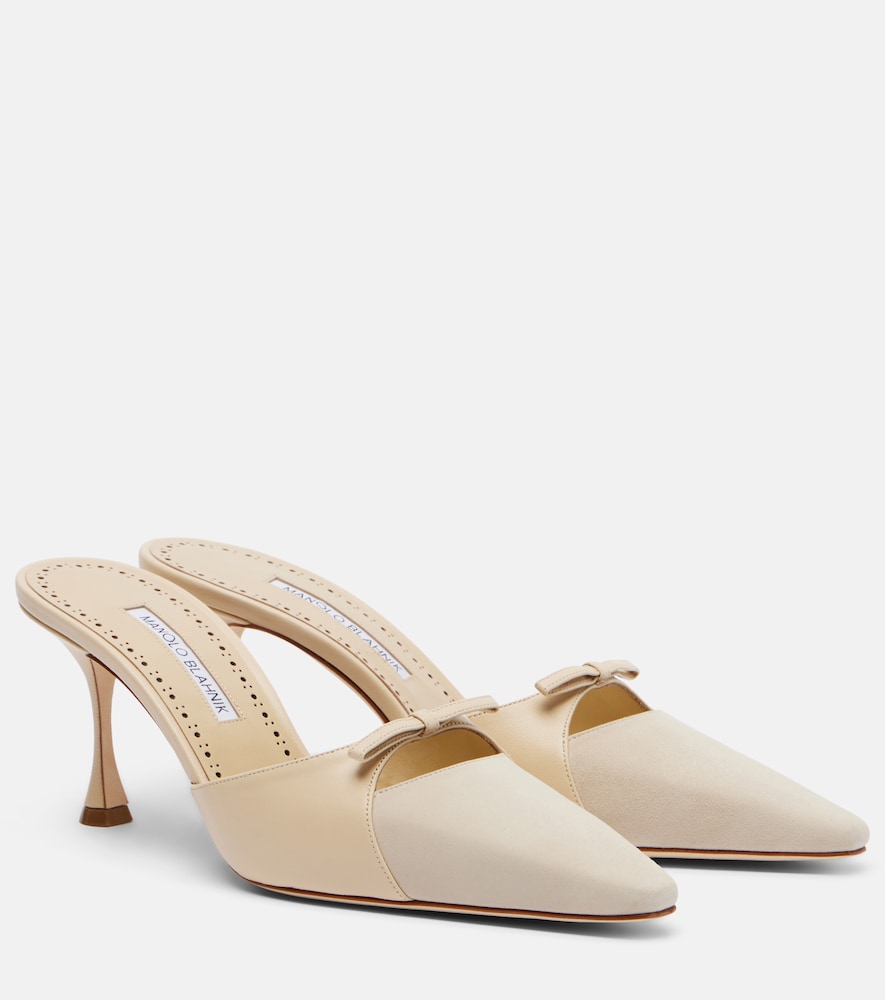 Manolo Blahnik - Tapidpla leather and suede mules
