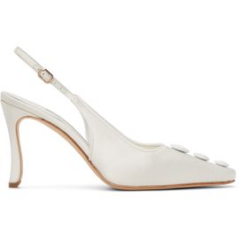 Manolo Blahnik Manolo Blahnik White Alexa Satin Slingback Heels