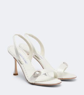 Manolo Blahnik Manolo Blahnik Zutosan embellished satin slingback sandals