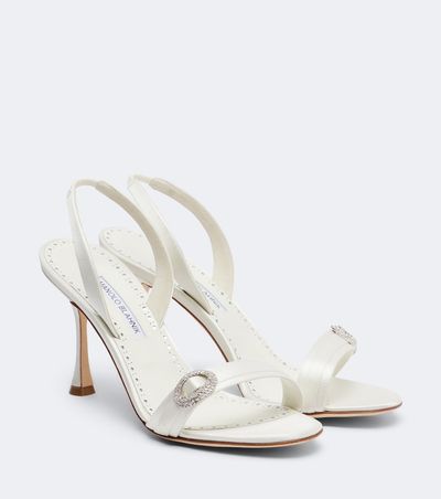 Manolo Blahnik Manolo Blahnik Zutosan embellished satin slingback sandals
