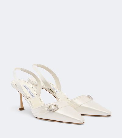 Manolo Blahnik Manolo Blahnik Zutoslipla embellished satin slingback pumps