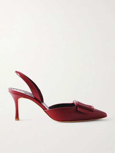 MANOLO BLAHNIK Mayslibi 70 lizard-effect leather slingback pumps