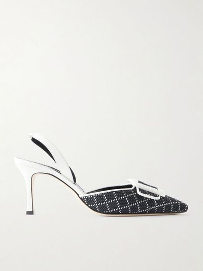 MANOLO BLAHNIK Mayslibi 70 woven leather slingback pumps