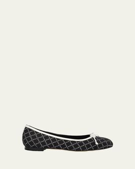 Manolo Blahnik Verallim Raffia Ballerina Flats