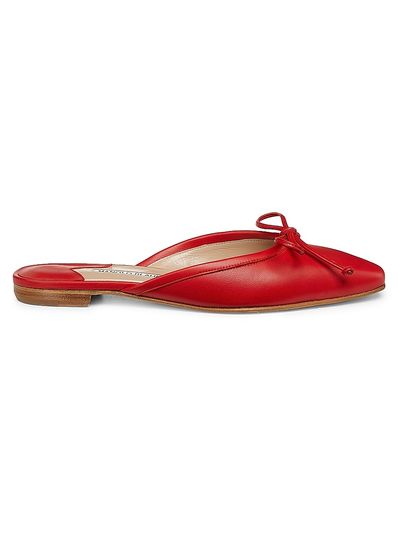 Manolo Blahnik Women's Ballerimu Bow-Detailed Leather Flat Mules