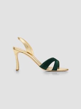 Manolo Blahnik Women's Callydra 90MM Velvet-Trimmed Slingback Sandals