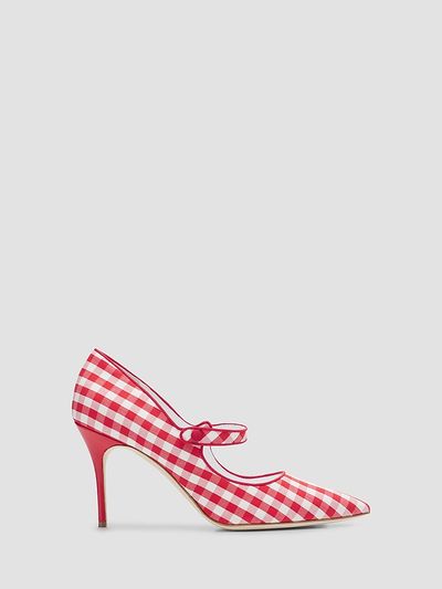 Manolo Blahnik Women's Camparinew 90MM Gingham Mary Jane Pumps
