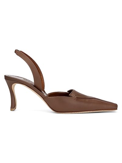 Manolo Blahnik Women's Cleosli 70MM Leather Slingback Pumps
