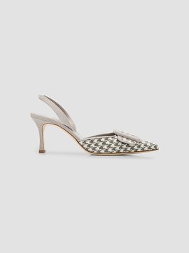 Manolo Blahnik Women's Mayaslibi Houndstooth Slingback Pumps