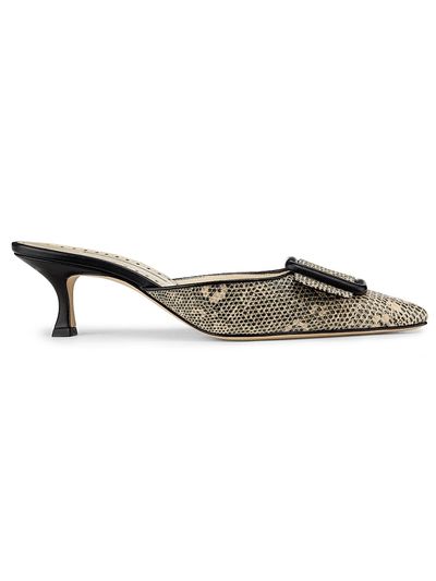Manolo Blahnik Women's Maysalebi Snake-Embossed Leather Mules