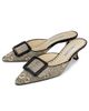 Manolo Blahnik Women's Maysalebi Snake-Embossed Leather Mules - 2