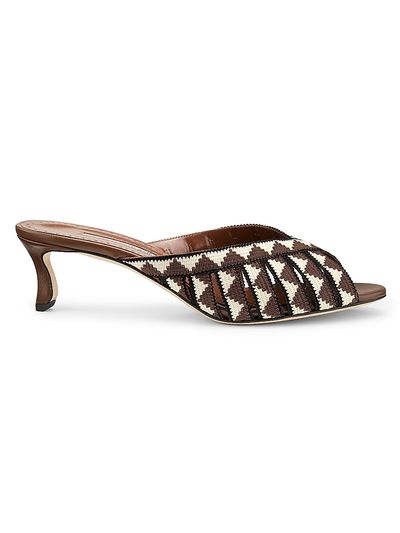 Manolo Blahnik Women's Trofesamu Woven Kitten-Heel Sandals