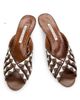 Manolo Blahnik Women's Trofesamu Woven Kitten-Heel Sandals - 4