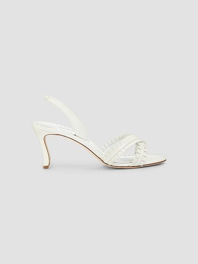 Manolo Blahnik Women's Volusan 70MM Leather Slanted-Heel Sandals
