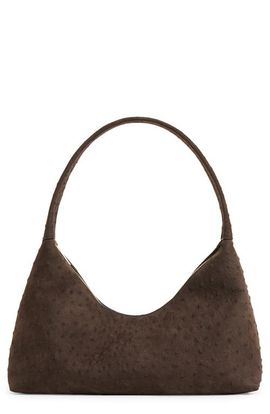 Mansur Gavriel Mansur Gavriel Candy Baguette Ostrich Embossed Suede Shoulder Bag