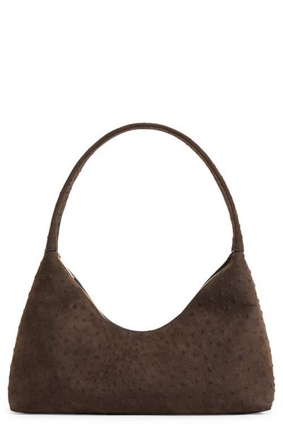 Mansur Gavriel Mansur Gavriel Candy Baguette Ostrich Embossed Suede Shoulder Bag