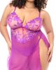 Mapale Mapale Embroidered Sheer Babydoll & G-String Set - 3