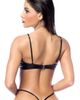 Mapale Mapale Faux Leather Trim Fishnet Underwire Bra, Thong & Garter Belt Set - 3