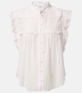 Marant Etoile Marant Etoile Dersia embroidered ruffled cotton blouse