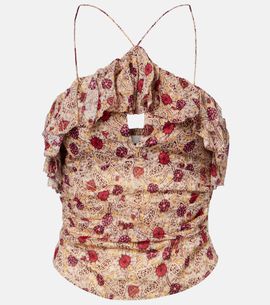 Marant Etoile Marant Etoile Dijimia printed ruffled cotton top