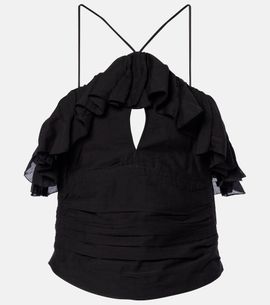 Marant Etoile Marant Etoile Djimia halterneck cotton-blend voile top