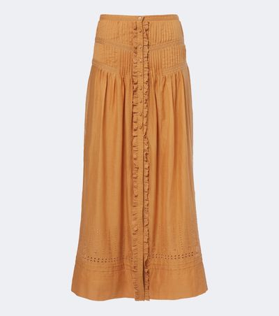 Marant Etoile Marant Etoile Loraine embroidered ruffled cotton maxi skirt