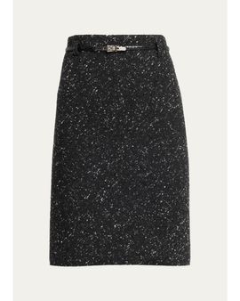 Marc Jacobs Runway Virgin Wool-Blend Belted Midi Skirt