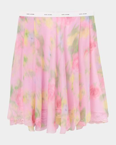 Marc Jacobs Blurred Floral Chiffon Skirt