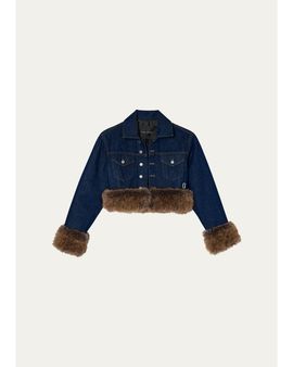 Marc Jacobs Faux-Fur-Trim Shrunken Trucker Jacket