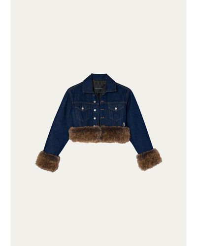 Marc Jacobs Faux-Fur-Trim Shrunken Trucker Jacket