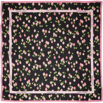 Marc Jacobs Marc Jacobs Black & Pink Floral Silk Scarf
